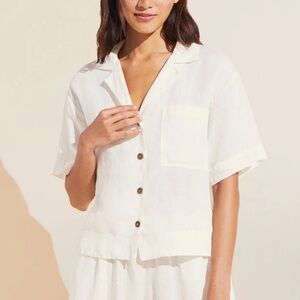 Eberjey Garment Dyed Linen short sleeve top size small